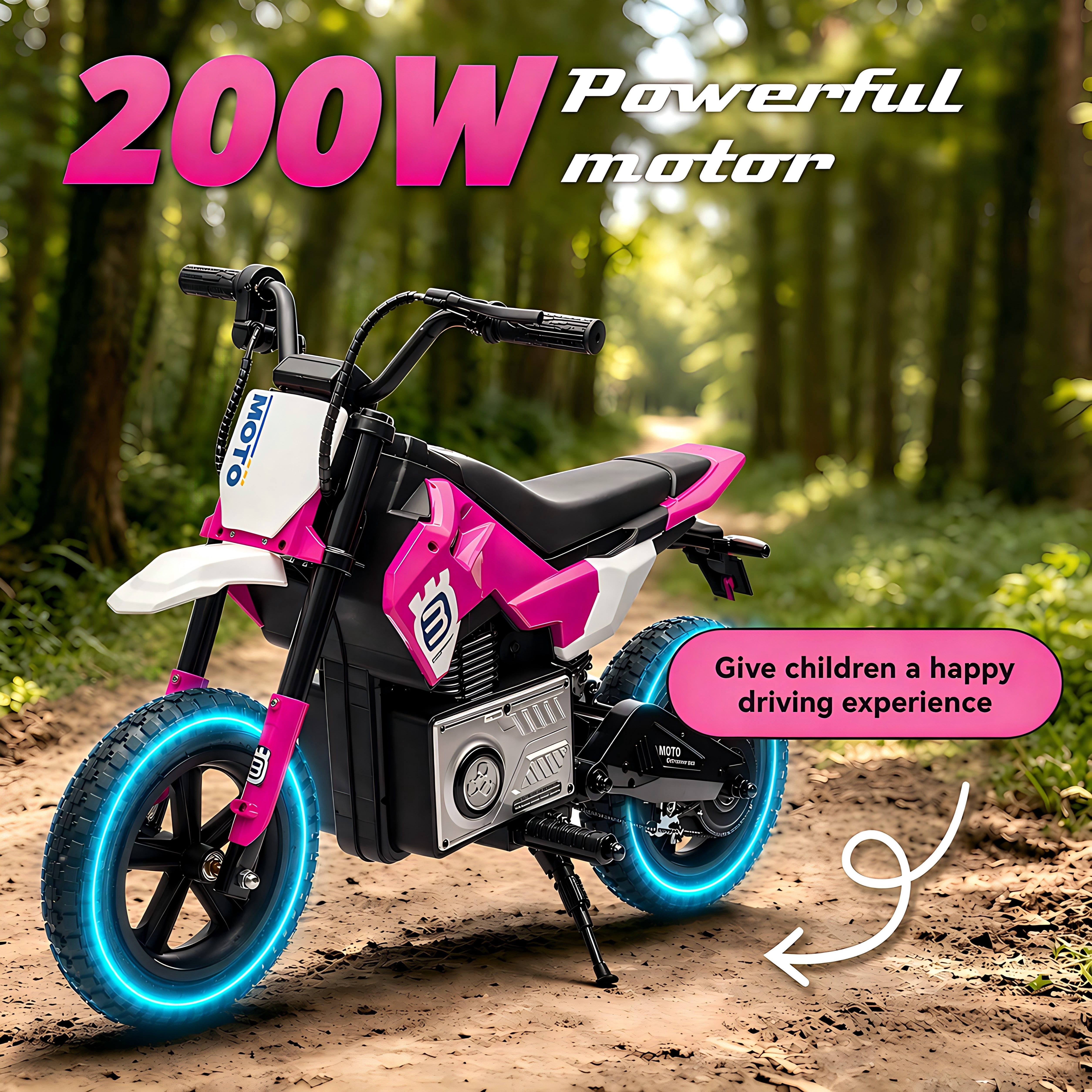 24V Electric Dirt Bike for Kids 5-12, SHINPT Ride On Toys for Kids 5-12, Toddler Motorcycle with 200W Motor, Speeds 3.11-9.32MPH, Electric Toy Motorcycle with Rear Shock Absorber, LED Lamp, Music