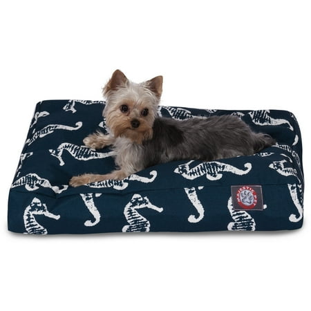 UPC: 0788995512523 | Majestic Pet | Sea Horse Shredded Memory Foam Rectangle Pet Bed For Dogs  Removable Cover  Navy  Small