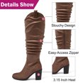 thumbnail image 5 of Love Steetly Women's Extra Wide Calf Knee High Boots, Slouchy Ruched Shaft, Chunky Block Heel Side Zip Casual Winter Tall Boots., 5 of 8