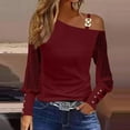 thumbnail image 2 of Womens Shirts Tshirts Long Sleeve Womens Workout Tops Fall Lace Hollow Out Sexy Off Shoulder Comfy Solid Color Work Blouses Dressy Casual Red S, 2 of 6