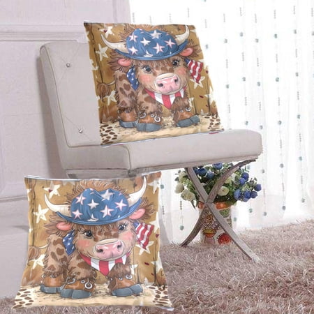 Cow Cowboy American Flag Throw Pillow Covers Set of 2 Decorative Pillow Cases for Chair Sofa Bedroom Living Room Cow Cowboy American Flag Throw Pillow Covers Set of 2 Decorative Pillow Cases for Chair Sofa Bedroom Living Room