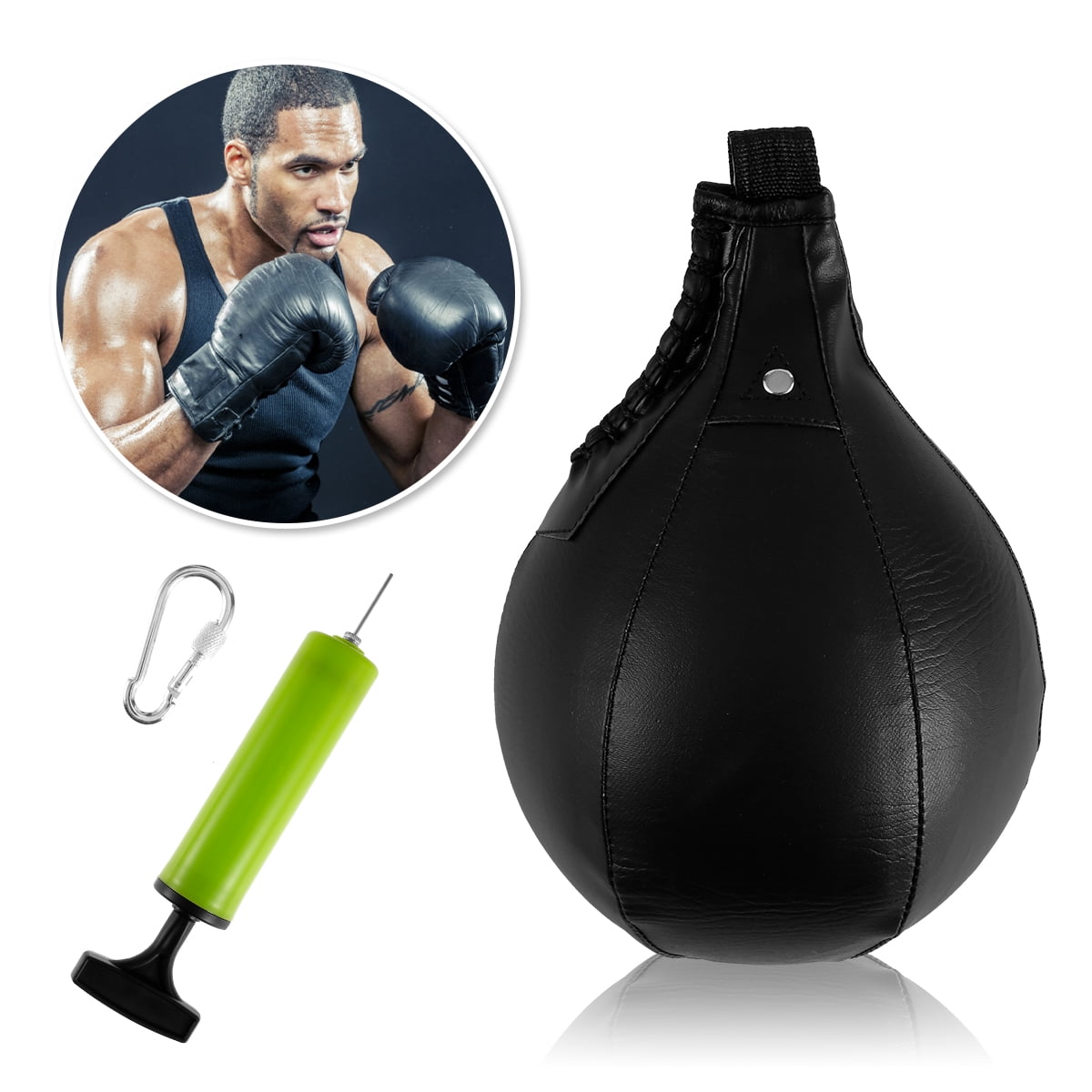 Gym Sports Equipment Hanging Boxing Speed Ball Pear Shaped Inflatable PU Leather 