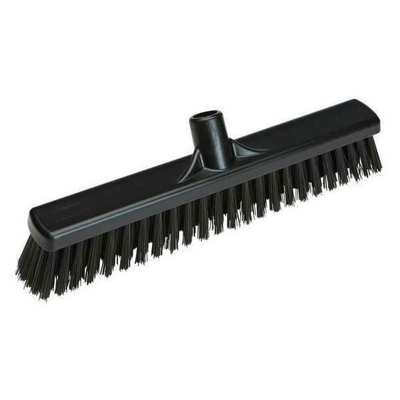 16 in Sweep Face Floor Broom, Soft/Stiff Combination, Synthetic, Black