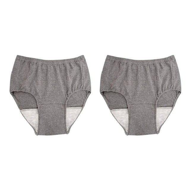 Youkk Reusable Washable Mens Underwear for Incontinence Breathable Briefs Pant 100CC Light Grey L 2Set