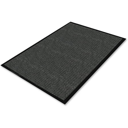 Genuine Joe Ribbed Indoor Wiper Mat Warehouse, Indoor - 72" Length x 48" Width - Vinyl, Polypropylene - Charcoal