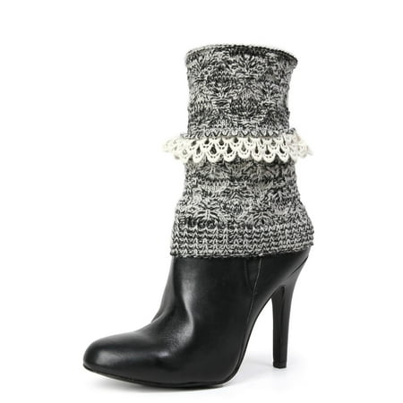 MeMoi Icing Crochet Trim Knit Boot Topper - Winter Accessories by MeMoi One Size / Black MF7