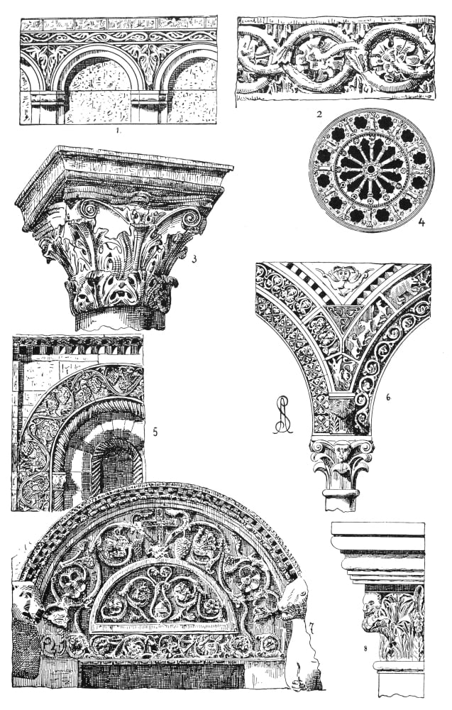 Romanesque Ornament. Nitalian Romanesque Decorative Architectural