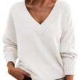 thumbnail image 1 of Chandail Femme Ample et à la Mode Col en V Chandail Décontracté Polyvalent Tricoté Aguichant, 1 of 1