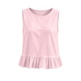 thumbnail image 4 of Pounoo Tank Tops for Women Crew Neck Ruffle Hem Sleeveless Tops for Women Relaxed Fit Beach Resort Cute Casual Tops for Women, 4 of 7