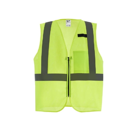 Milwaukee 48-73-2243 Class 2 High Visibility Yellow Mesh One Pocket Safety Vest - 2X/3X