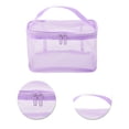 thumbnail image 4 of Unique Bargains 1 Pc Large Capacity Drawstring Makeup Bag for Vacation Business Travel Mesh Fabric purple, 4 of 6