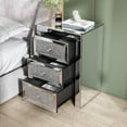 thumbnail image 3 of Holaki Mirrored Nightstand Bedside Tables Drawer Crystal Diamond Bedside Table Bedroom Furniture with 3-Drawers-Bedside Storage Cabinet Silvery, 3 of 9
