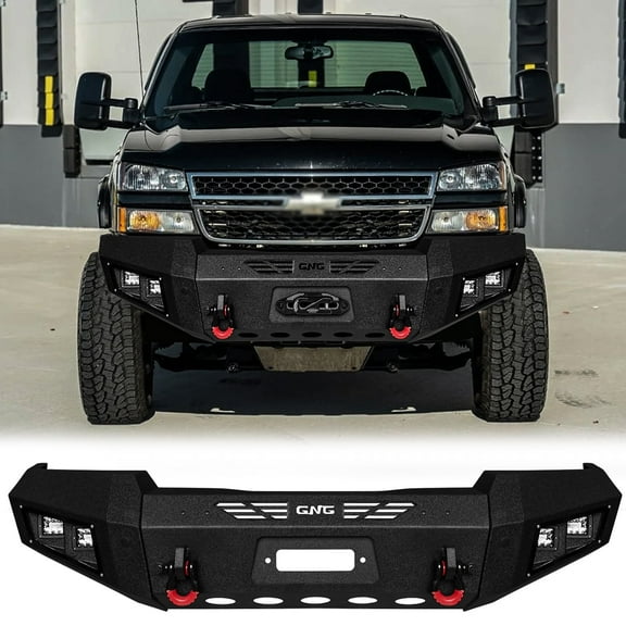Vijay Front Bumper Compatible with 2003-2004-2005-2006 Chevy Silverado 1500 with Winch Seat and LED Lights and D-Rings