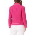 thumbnail image 3 of Chaquetas de cuello INSPIRE CHIC para mujer, de manga larga, con botones de perla y bolsillos, abrigos con ribete en contraste, M Rosa Fucsia, 3 of 6
