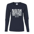 thumbnail image 2 of Wild Bobby Noah Was A Conspiracy Theorist Inspirational/Christian Women Graphic Long Sleeve Tee, Navy, Large, 2 of 5