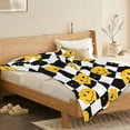 thumbnail image 6 of Smile Face Checkerboard Blanket Hippie Throw Blanket Gifts for Women Soft Lightweight Throw Blanket Fuzzy Blanket for Sofa Couch Bed Room Smile Decor 50"X60", 6 of 6