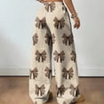 thumbnail image 5 of Fabrcox Wide Leg Pants Woman Bow Baggy Womens Lounge Pants Loose Spring Summer Valentine Trousers Pants for Women with Pockets, 5 of 5
