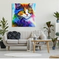 thumbnail image 2 of Stupell Bold Rainbow Cat Face Portrait Animals & Insects Painting Gallery Wrapped Canvas Print Wall Art, 2 of 7
