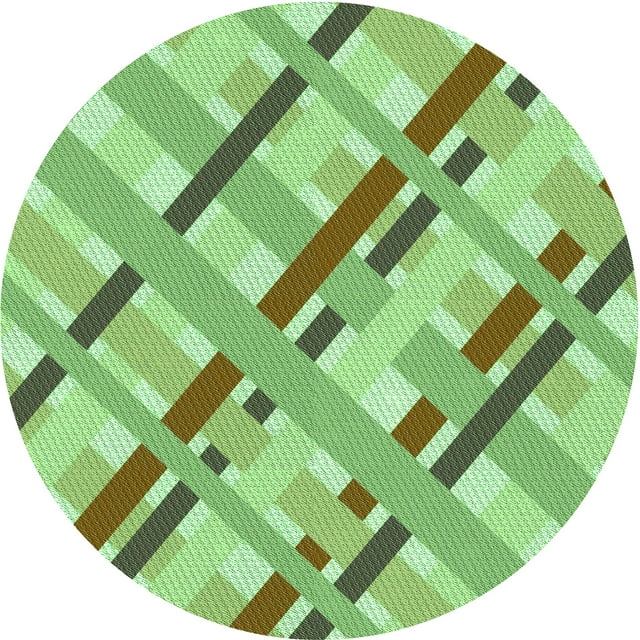 Ahgly Company Tapis d'Intérieur Rond à Motifs Vert Oignon, 4 Pieds Rond
