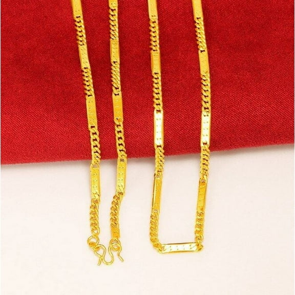 New lady's 22K 23K24K Thai Baht Yellow Gold GP Filled Necklace 24 inch Jewelry