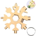thumbnail image 1 of Stainless Steel Bicycle Multitool, Multifunctional tool, 18-in-1 Snowflake Multitool, Card, Snowflake Key Ring, Bottle Opener, Ring Spanner(Golden), 1 of 7