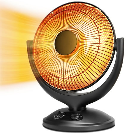 WAA Oscillating Parabolic Space Heater with Thermostat and Timer,Radiant Dish Heater with Tip-Over and Overheating Protection For Indoor Use,800w