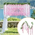 thumbnail image 2 of Wisteria Flower Vines Garland 6.56 Ft Artificial Silk Flowers - Hanging Wisteria String for Wedding, Garden, and Home Decor, Pink, Garland, 2 of 5