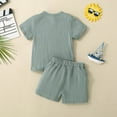 thumbnail image 5 of Gubotare Summer Clothes for Baby Boys Contrast Color Baby Boys Clothes Set Toddler Boys Shirt Tops and Shorts Summer Outfit 2Pcs3 6 9 12 18 24 Months 2T 3T 4T (Green,Size 3-6 Months), 5 of 9