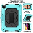 thumbnail image 2 of Dteck Shoulder Strap Case for Apple iPad Air 4th Generation (2020 Released) 10.9-inch,Shockproof Armor Rubber Hybrid 3-Layer Protection Back Cover without Screen Protector,Black+Aqua, 2 of 6