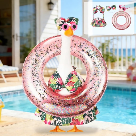 Lzobxe Porch Goose Clothes, Casual Style Lawn Yard Garden Decor for 23" High Cement or Plastic Geese, Goose Costume for All Season and Occasiona