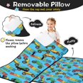 thumbnail image 3 of Monster Cartoon Truck Blue Pattern Teens Toddler Nap Mat with Pillow, Sleeping Mat Bag for Preschool Daycare 60"x20", 3 of 6