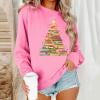 thumbnail image 2 of asdoklhq Sweaters for Women's Round Neck Hoodless Christmas Printed Casual Loose Sweatshirt Pink S, 2 of 7