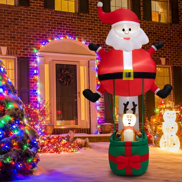 Père Noël assis sur boule 6 pieds décoration de Noël gonflable