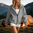 thumbnail image 5 of Hooded Jacket for Women Drop Shoulder Drawstring Adjustable Hem Solid Color Oversized Trendy Windbreaker with Pockets, 5 of 9