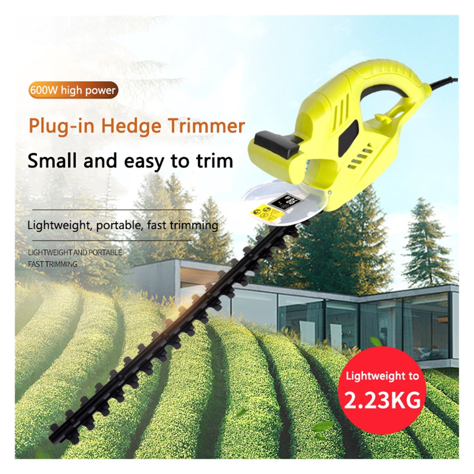 Electric Hedge Trimmer Portable Hedge Trimmer Power Tools Garden Pruning Machine 600W 1750r/min ,2 IN 1 Trimmer & Edger
