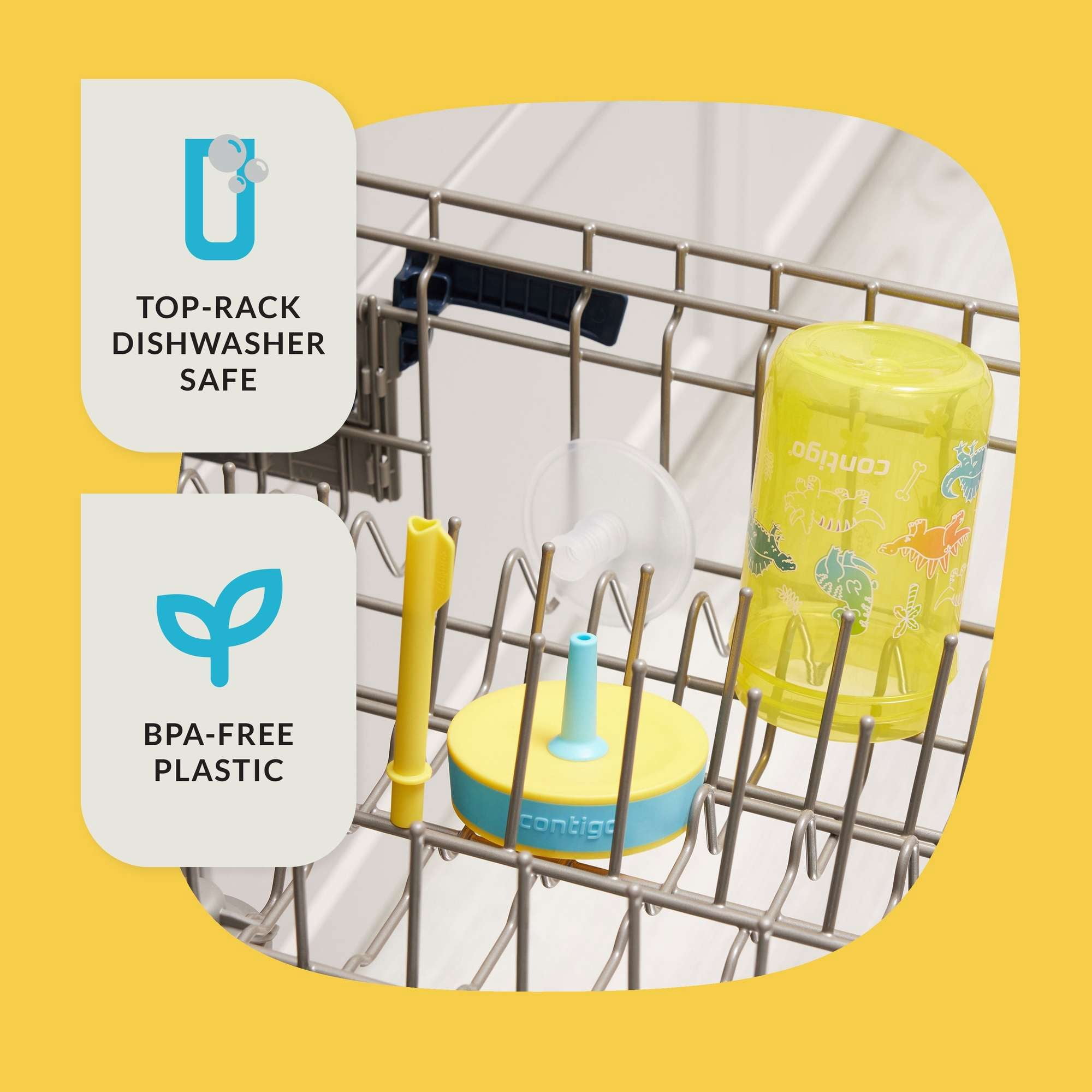 Contigo Kids Leighton Spill-Proof Tumbler with Straw, Ages 3+, 14 oz, Yellow