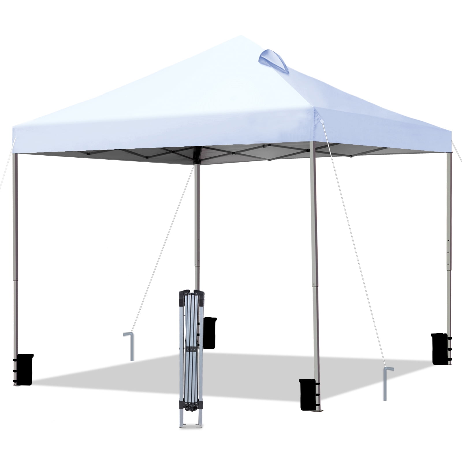 White 10x10 ft Adjustable Height Pop-Up Canopy Tent
