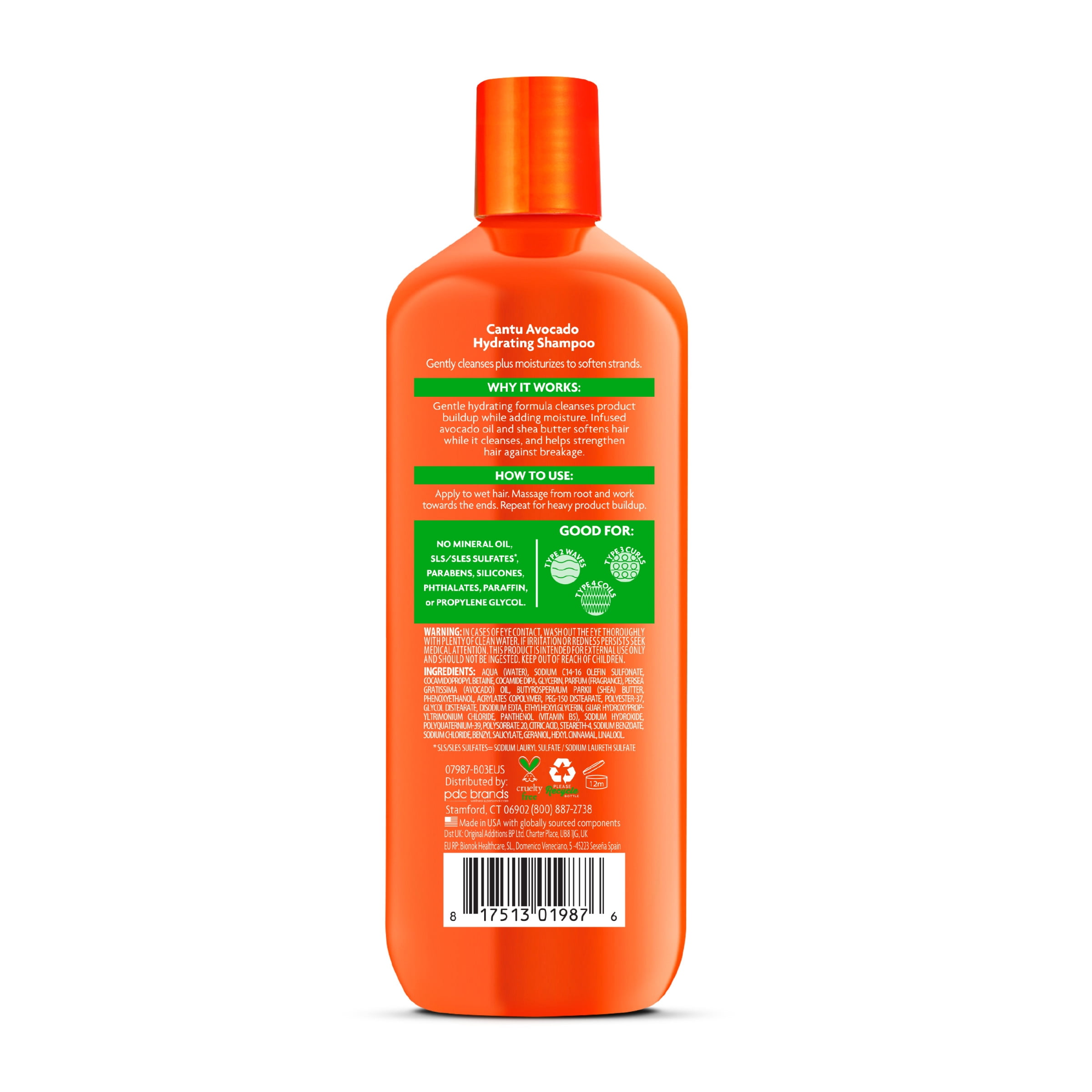 (2 pack) Cantu Sulfate Free Hydrating Shampoo with Avocado & Shea Butter, 13.5 fl oz