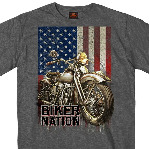 Hot Leathers GMS1462 Mens Classic Cycle Flag Charcoal Heather Gray T-Shirt 3X-Large