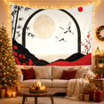 thumbnail image 3 of Red-Crowned Cranes with Moon Gate and Bamboo, Peaceful Minimalist Style for Crane Lovers, Bird Wall Decor Housewarming Gift, Tapestry Wall Hanging for Bedroom and Dorm, 3 of 7