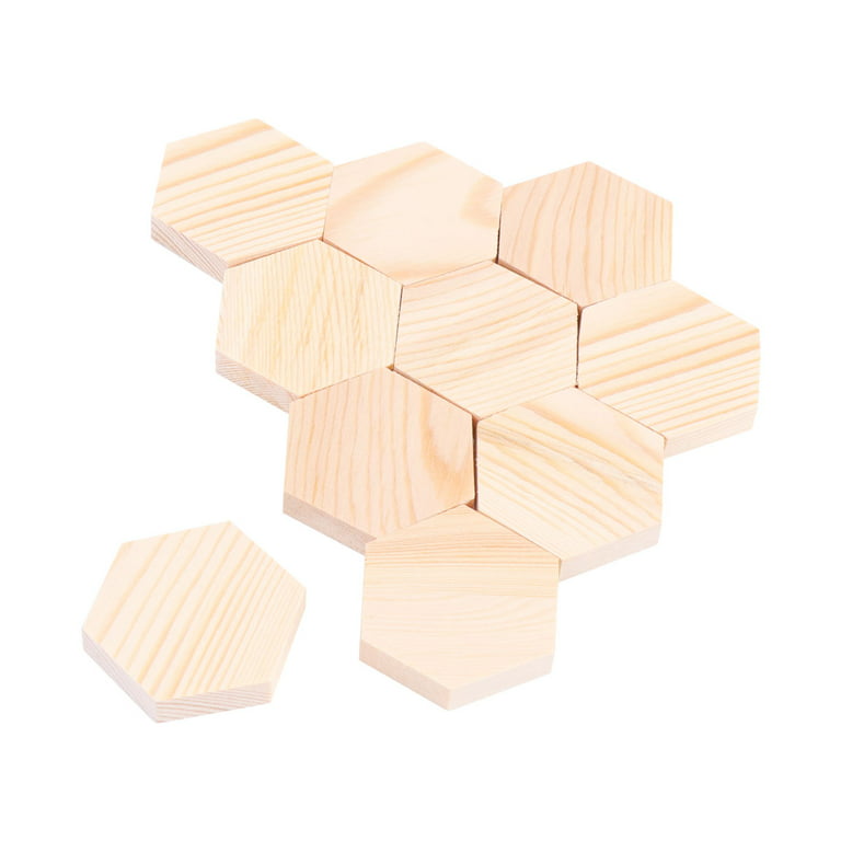 Wooden Hexagon Wood Planks Pieces Block Craft Pine Shape Blanks Unfinished  Polygonal Shapes Handmade Diy Plank