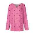 thumbnail image 4 of Resicozy Valentines Shirts For Women Long Sleeve Shirt Valentine Day Button Neck Top 2026 Love Heart Printed Graphic Pullover Pink M, 4 of 5