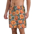 thumbnail image 2 of Kdxio Autumn Pumpkins Gingham Pattern Mens Casual Shorts - Drawstring Summer Beach Sports Shorts for Men, 2 of 5