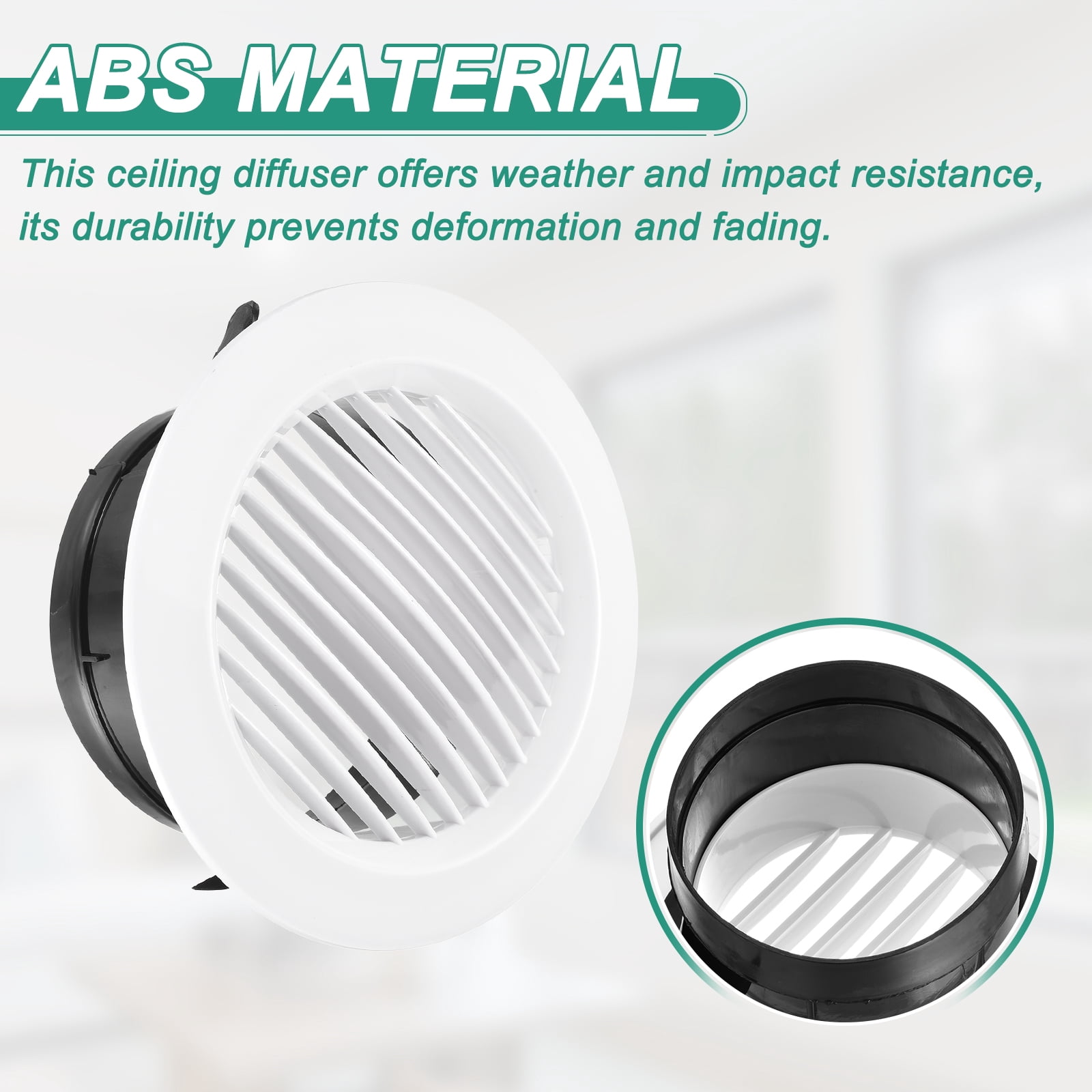 Uxcell 2pcs Soffit Vent 5" ABS Round Exhaust Louvered Soffit Vent Grille Cover Ceiling Diffuser for Home Bathroom Office Kitchen Ventilation System