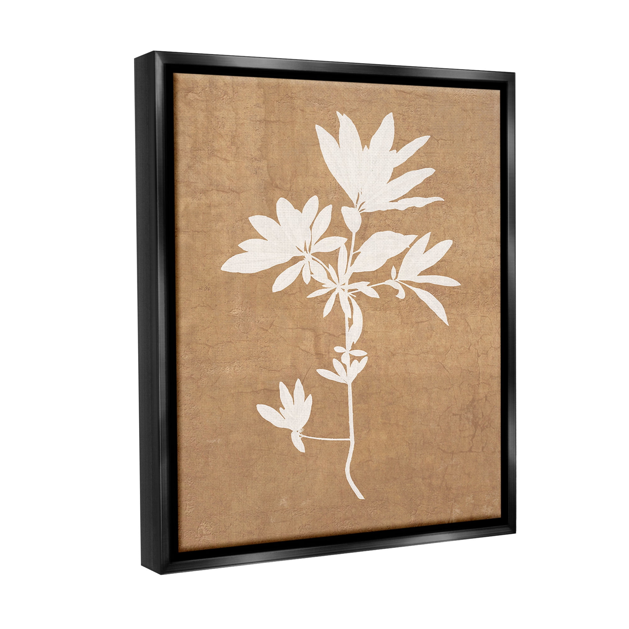 Stupell Industries Rustic Botanical Shape Botanical & Floral Painting Black Floater Framed Canvas Art Print Wall Art, 17 x 21