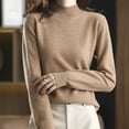 thumbnail image 4 of LEKDFST Womens Oversized Turtleneck Sweaters Fall Batwing Sleeve Tunic Pullover Sweater Long Sleeve Neck Knit Tops Brown L, 4 of 5
