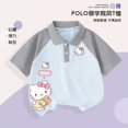 thumbnail image 2 of Camiseta polo de manga corta con mangas raglán de Hello Kitty para niñas, estilo nuevo de verano, camiseta holgada con dibujos animados para niñas y niños grandes, 2 of 4