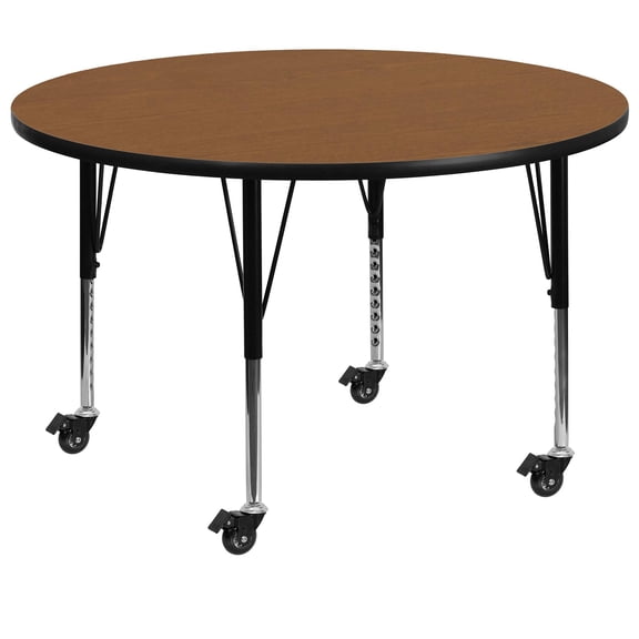 Bowery Hill 26" x 42" Round Mobile Activity Table in Oak