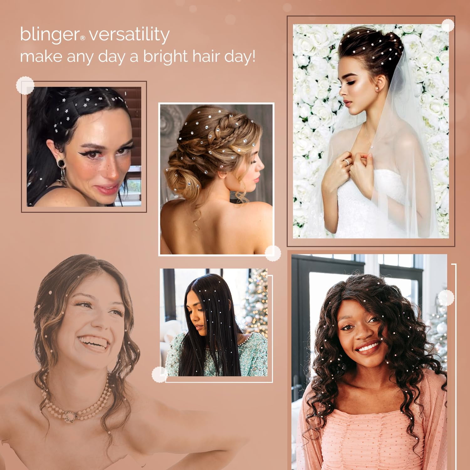 blinger® Crystal Women Refill Pack | 75 Hair Safe Glass Crystals for Everyday Glam | Crystal 5 mm | Gem Stamper Not Included