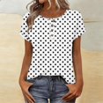 thumbnail image 3 of ZUKMRJPC Womens Summer Tops Short Sleeve Crewneck Polka Dot Button Down Pullover Tees Casual Loose Fit Basic Tunic Shirts, 3 of 7